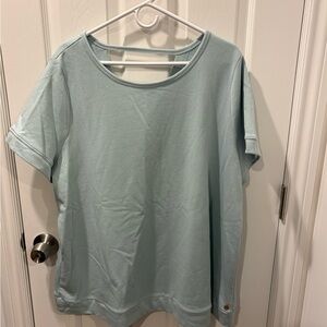 Lane Bryant 22/24 LIVI Light Blue Short Sleeve Top